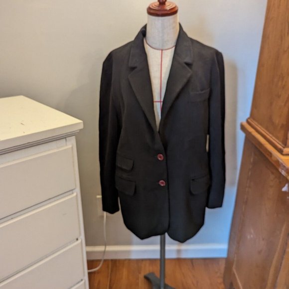 Vintage Irene Van Ryb Womens Cashmere Blend Blazer Jacket Black U.S. Small /38 - Picture 1 of 8
